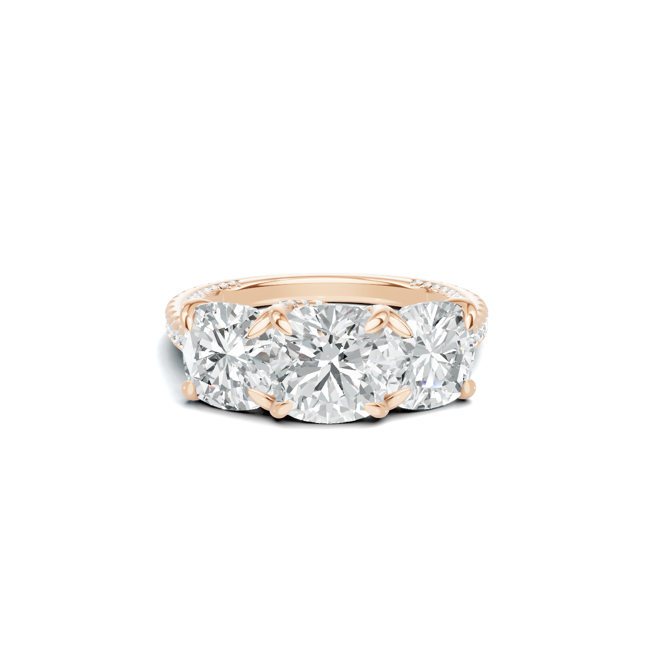 Royal Three Stone Pave Ring
