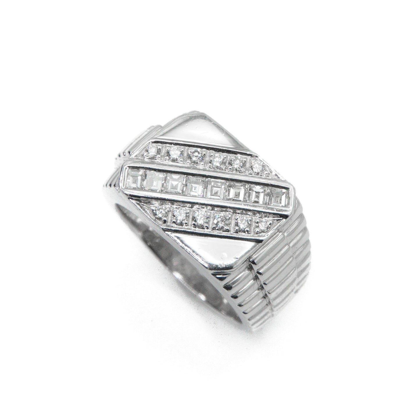 Solid Platinum Ascher Cut Lab Diamond Ring