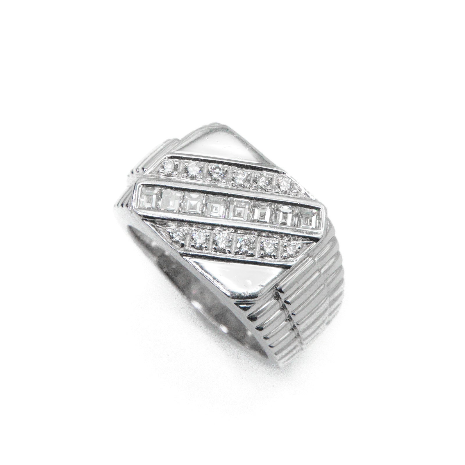 Solid Platinum Ascher Cut Lab Diamond Ring