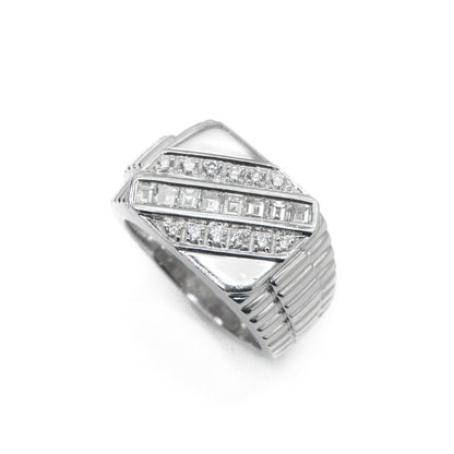 Solid Platinum Ascher Cut Lab Diamond Ring