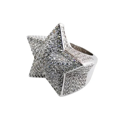 Moissanite Star Rings Iced 925 Sterling Silver