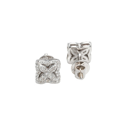 10k White Gold Lab Diamond Blossom Screw-Back Stud Earrings 0.34CT VVS