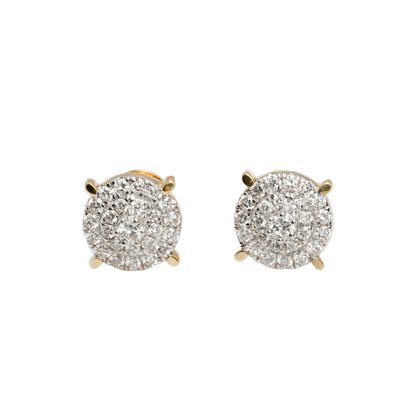 10k Two-Tone Gold Lab Diamond Circle Screw-Back Stud Earrings 0.61CT VVS