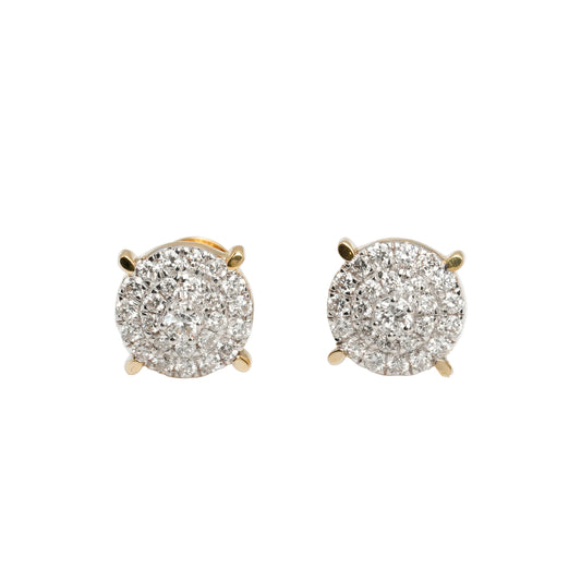 10k Two-Tone Gold Lab Diamond Circle Screw-Back Stud Earrings 0.61CT VVS