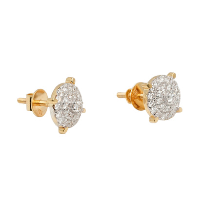 10k Two-Tone Gold Lab Diamond Circle Screw-Back Stud Earrings 0.61CT VVS