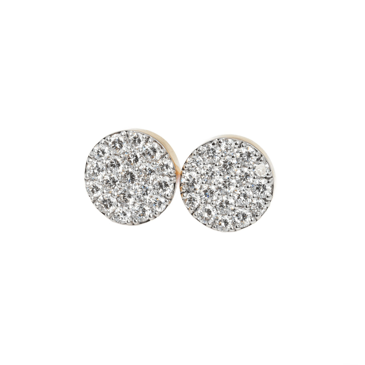 10k Two-Tone Gold Lab Diamond Circle Screw-Back Stud Earrings 1.29CT VVS
