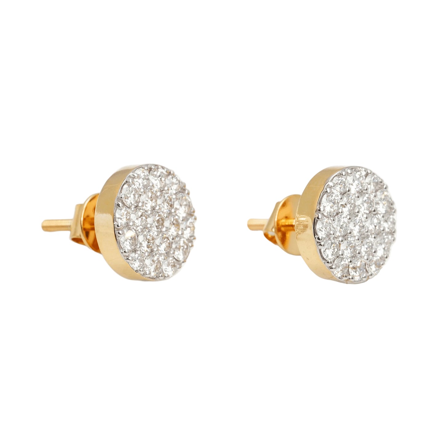 10k Two-Tone Gold Lab Diamond Circle Screw-Back Stud Earrings 1.29CT VVS