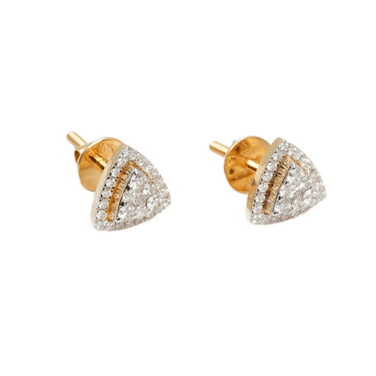 10k Two-Tone Gold Lab Diamond Halo Triangle Screw-Back Stud Earrings 0.35CT VVS