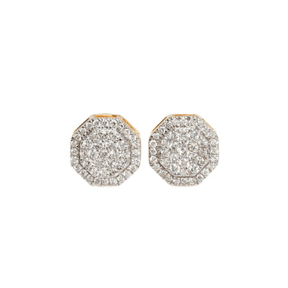 10k Two-Tone Gold Lab Diamond Octagon Screw-Back Stud Earrings 0.48CT VVS