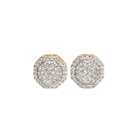 10k Two-Tone Gold Lab Diamond Octagon Screw-Back Stud Earrings 0.48CT VVS