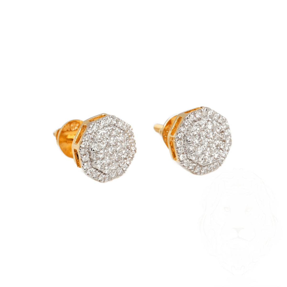 10k Two-Tone Gold Lab Diamond Octagon Screw-Back Stud Earrings 0.48CT VVS
