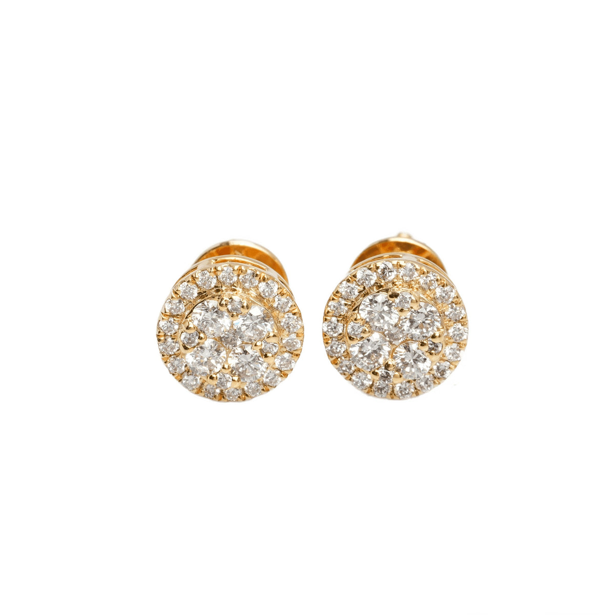 10k Yellow Gold Lab Diamond Halo Circle Screw-Back Stud Earrings 0.54CT VVS