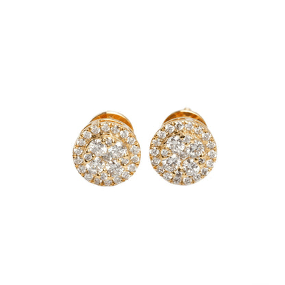 10k Yellow Gold Lab Diamond Halo Circle Screw-Back Stud Earrings 0.54CT VVS