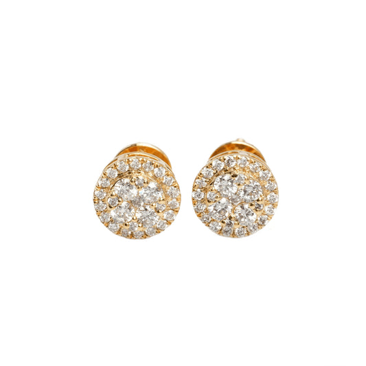 10k Yellow Gold Lab Diamond Halo Circle Screw-Back Stud Earrings 0.54CT VVS