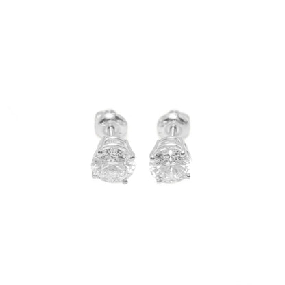 14k White Gold Lab Diamond Round Brilliant Screw-Back Stud Earrings 1.00CT