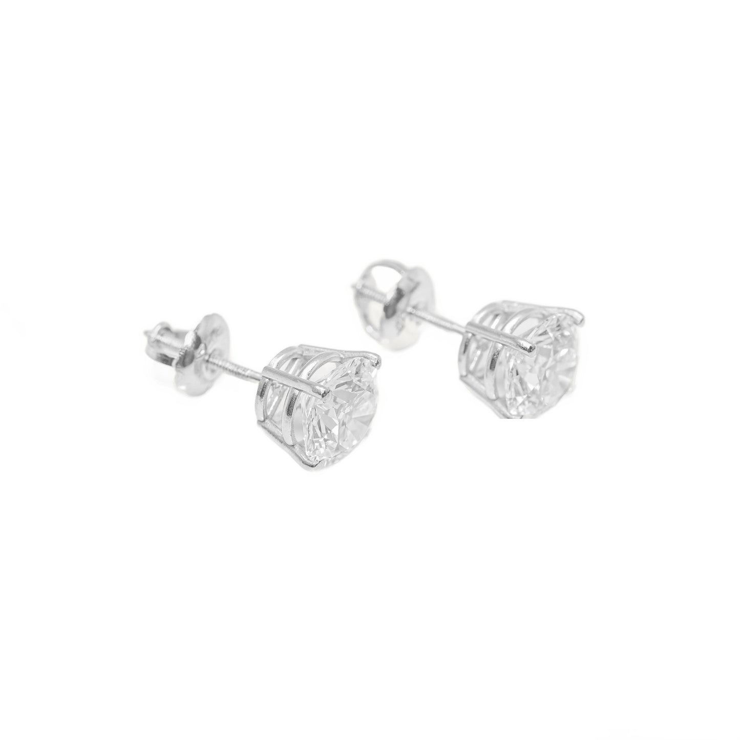 14k White Gold Lab Diamond Round Brilliant Screw-Back Stud Earrings 1.00CT