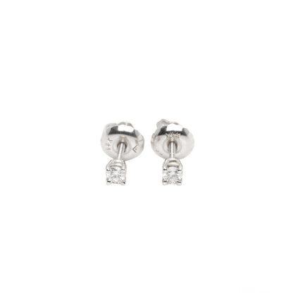 14k White Gold Lab Diamond Round Brilliant Screw-Back Stud Earrings 0.10TCW VVS
