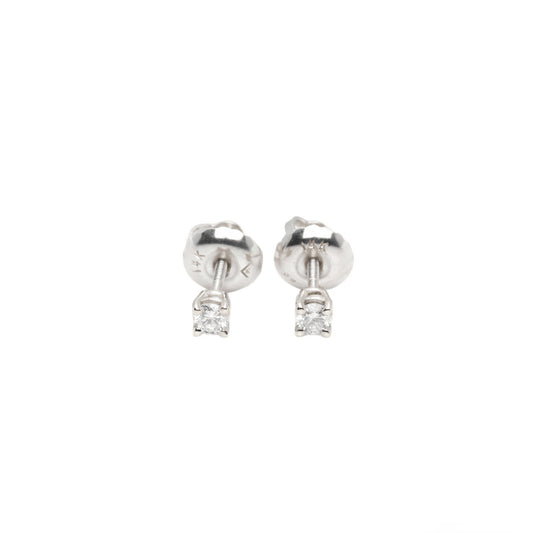 14k White Gold Lab Diamond Round Brilliant Screw-Back Stud Earrings 0.10TCW VVS