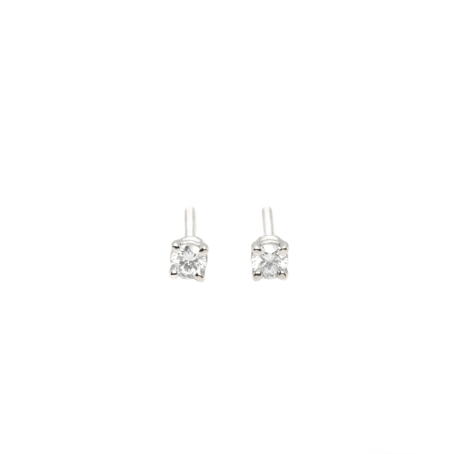 14k White Gold Lab Diamond Round Brilliant Screw-Back Stud Earrings 0.10TCW VVS