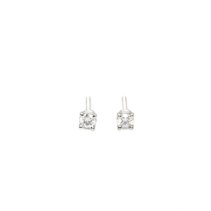 14k White Gold Lab Diamond Round Brilliant Screw-Back Stud Earrings 0.10TCW VVS