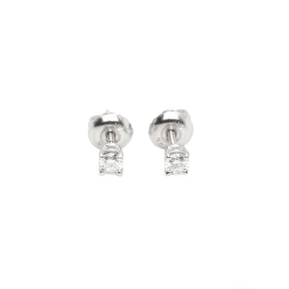 14k White Gold Lab Diamond Round Brilliant Screw-Back Stud Earrings 0.20TCW VVS