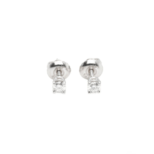 14k White Gold Lab Diamond Round Brilliant Screw-Back Stud Earrings 0.20TCW VVS