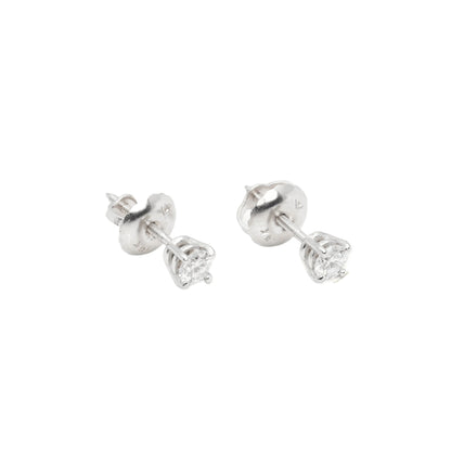 14k White Gold Lab Diamond Round Brilliant Screw-Back Stud Earrings 0.20TCW VVS