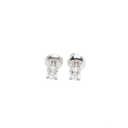 14k White Gold Lab Diamond Round Brilliant Screw-Back Stud Earrings 0.30TCW VVS