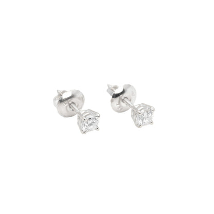 14k White Gold Lab Diamond Round Brilliant Screw-Back Stud Earrings 0.30TCW VVS