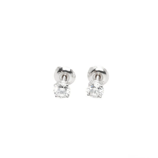 14k White Gold Lab Diamond Round Brilliant Screw-Back Stud Earrings 0.40TCW VVS
