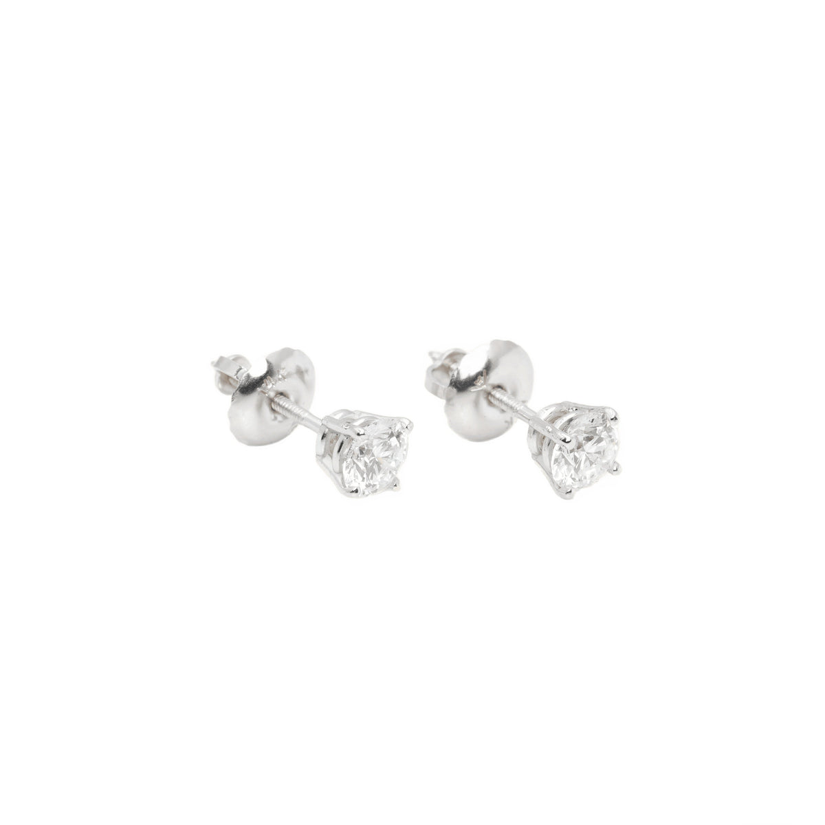 14k White Gold Lab Diamond Round Brilliant Screw-Back Stud Earrings 0.40TCW VVS