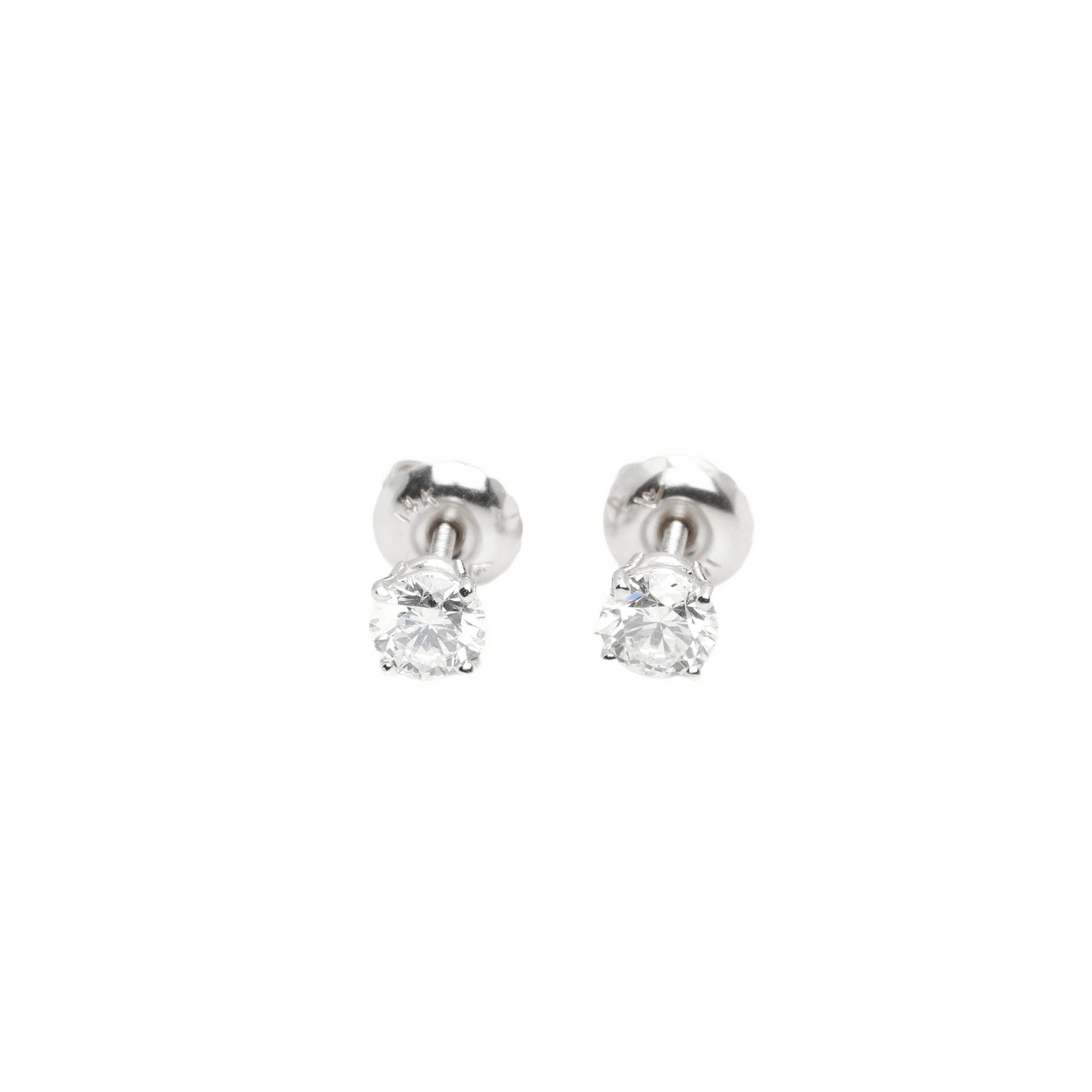 14k White Gold Lab Diamond Round Brilliant Screw-Back Stud Earrings 0.50TCW VVS