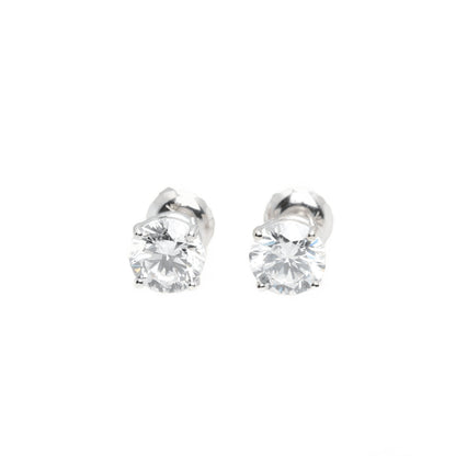 14k White Gold Lab Diamond Round Brilliant Screw-Back Stud Earrings 1.50TCW VVS