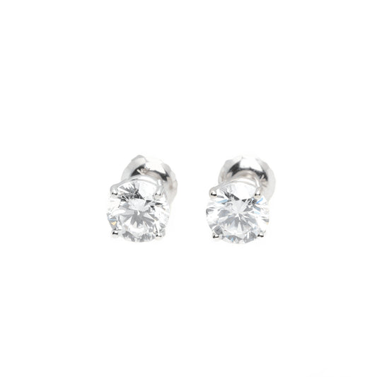 14k White Gold Lab Diamond Round Brilliant Screw-Back Stud Earrings 1.50TCW VVS