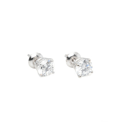 14k White Gold Lab Diamond Round Brilliant Screw-Back Stud Earrings 1.50TCW VVS