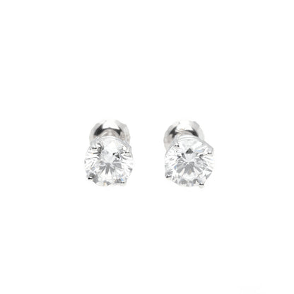 14k White Gold Lab Diamond Round Brilliant Screw-Back Stud Earrings 2.00TCW VVS