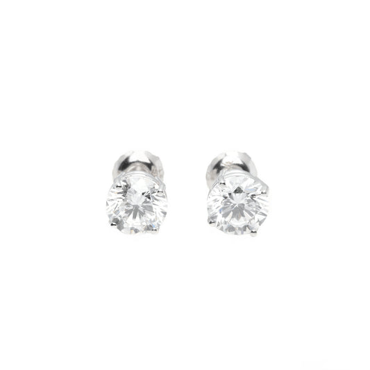 14k White Gold Lab Diamond Round Brilliant Screw-Back Stud Earrings 2.00TCW VVS
