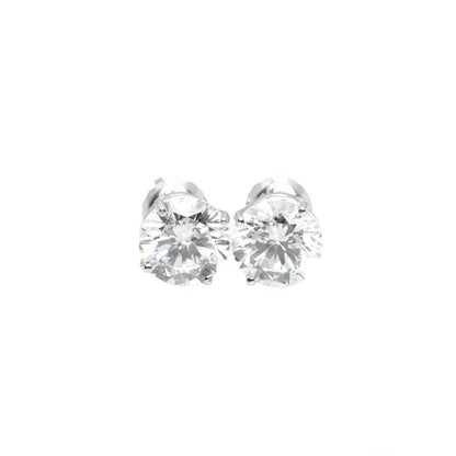 14k White Gold Lab Diamond Round Brilliant Screw-Back Stud Earrings 3.00TCW VVS