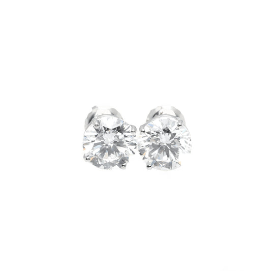 14k White Gold Lab Diamond Round Brilliant Screw-Back Stud Earrings 3.00TCW VVS