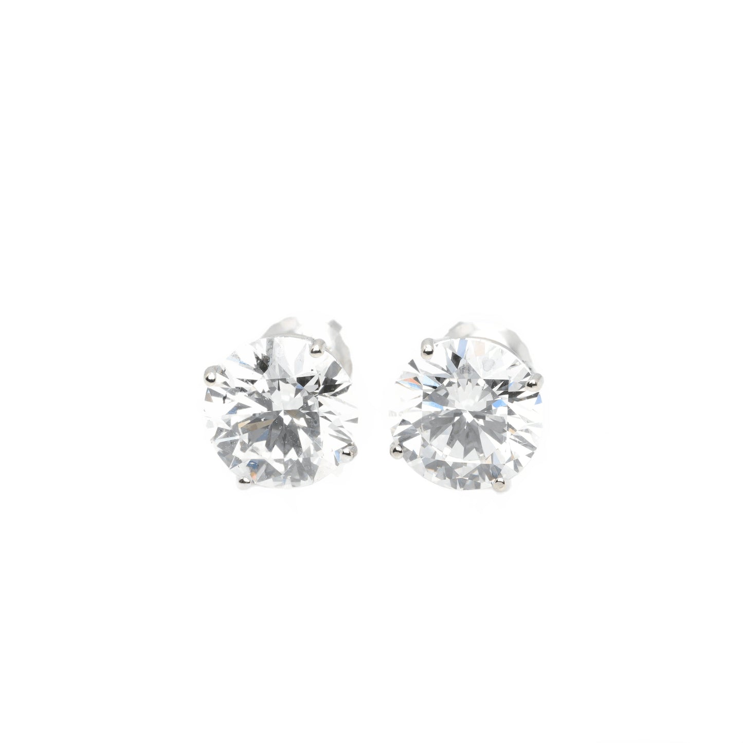 14k White Gold Lab Diamond Round Brilliant Screw-Back Stud Earrings 4.00TCW VS1