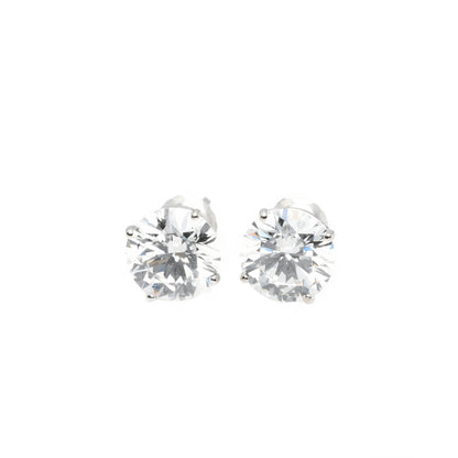 14k White Gold Lab Diamond Round Brilliant Screw-Back Stud Earrings 4.00TCW VS1