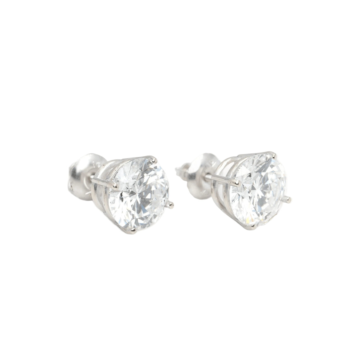 14k White Gold Lab Diamond Round Brilliant Screw-Back Stud Earrings 4.00TCW VS1