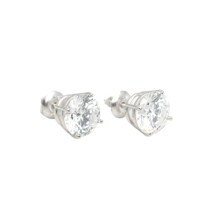 14k White Gold Lab Diamond Round Brilliant Screw-Back Stud Earrings 4.00TCW VS1