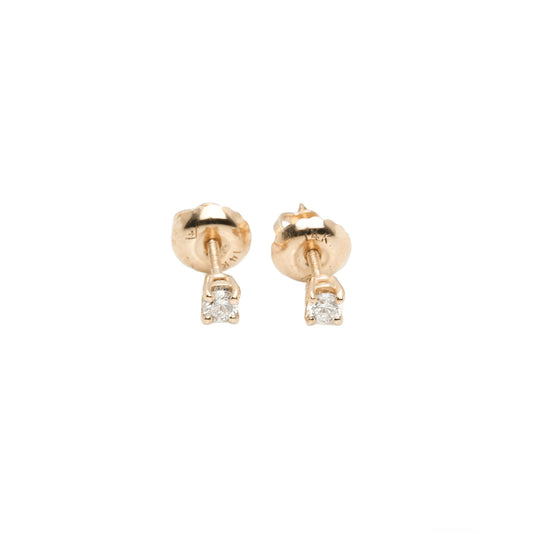 14k Yellow Gold Lab Diamond Round Brilliant Screw-Back Stud Earrings 0.10TCW VVS