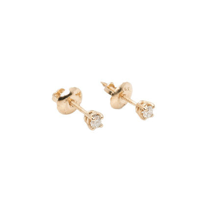 14k Yellow Gold Lab Diamond Round Brilliant Screw-Back Stud Earrings 0.10TCW VVS