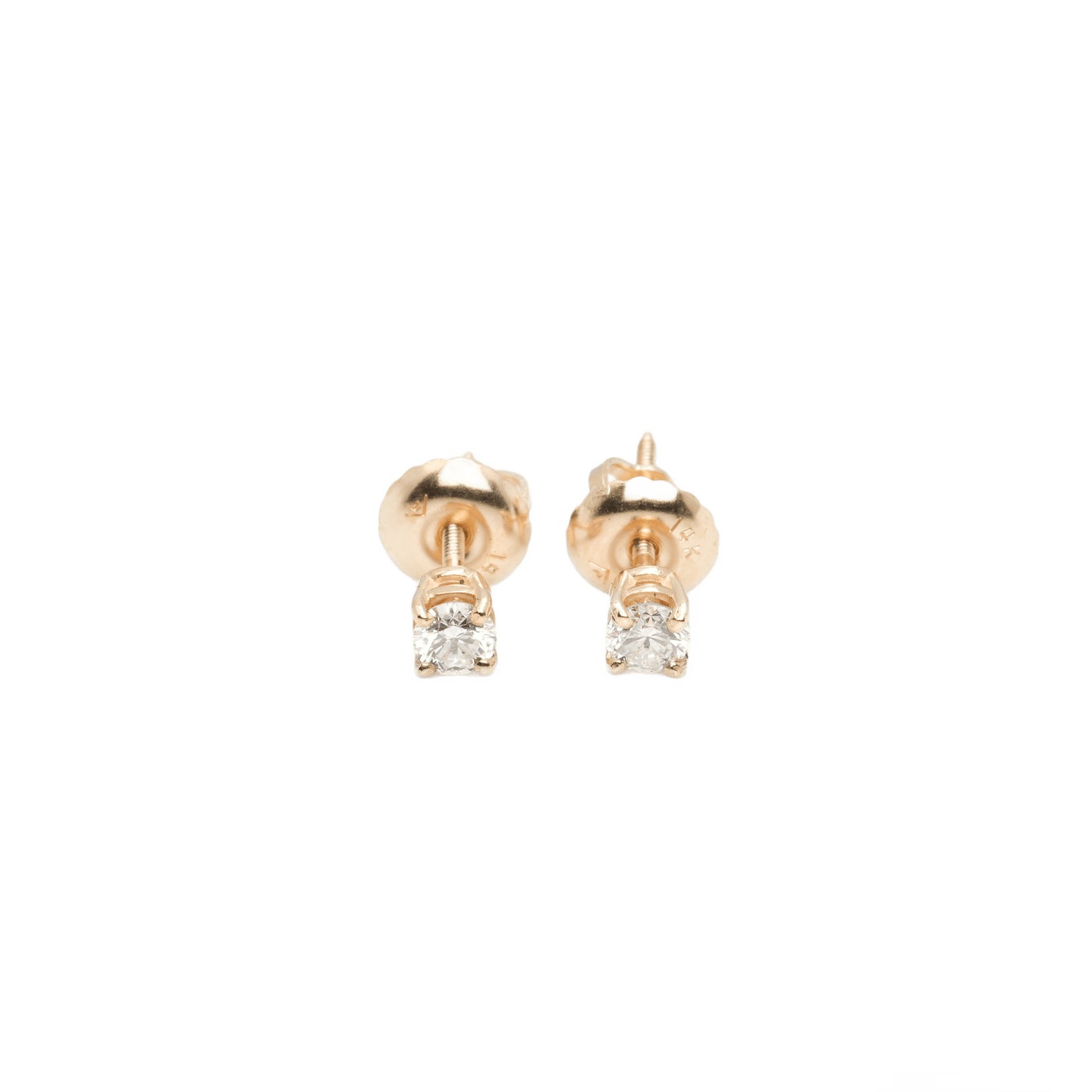 14k Yellow Gold Lab Diamond Round Brilliant Screw-Back Stud Earrings 0.20TCW VVS