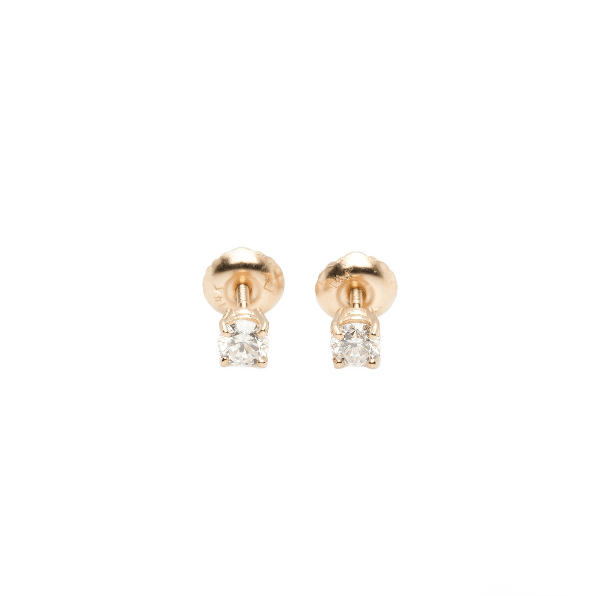 14k Yellow Gold Lab Diamond Round Brilliant Screw-Back Stud Earrings 0.30TCW VVS
