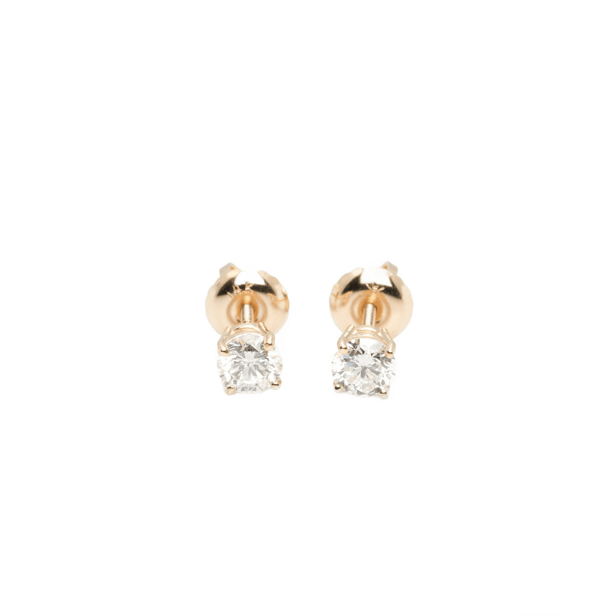 14k Yellow Gold Lab Diamond Round Brilliant Screw-Back Stud Earrings 0.50TCW VVS