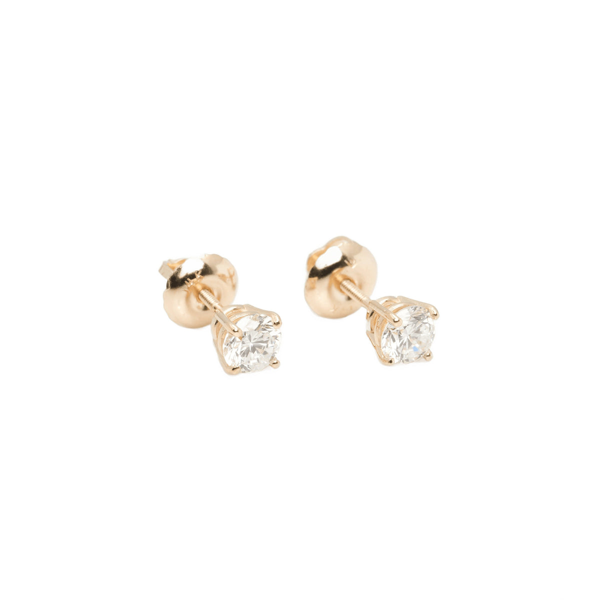 14k Yellow Gold Lab Diamond Round Brilliant Screw-Back Stud Earrings 0.50TCW VVS