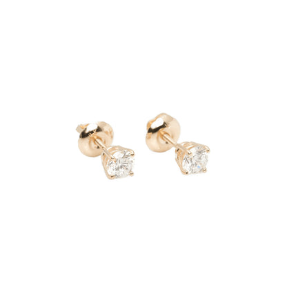 14k Yellow Gold Lab Diamond Round Brilliant Screw-Back Stud Earrings 0.50TCW VVS